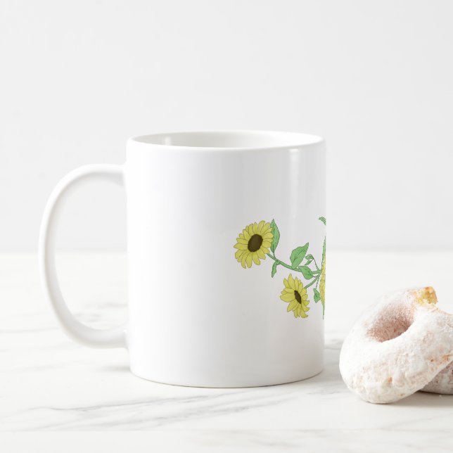 Café Caneca de vidro com design de girassol (Com Donut)