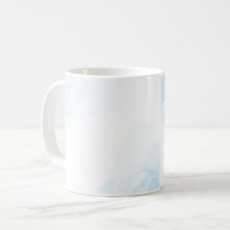 Café Caneca de Vidro Fosco Botânico Azul Aquarela