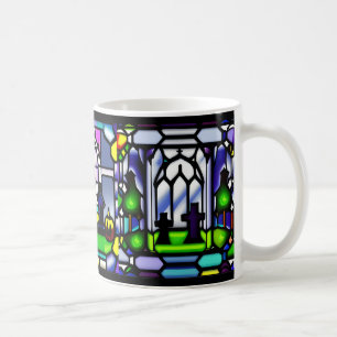 Café Caneca de Vidro Fosco de Cemitério de Halloween