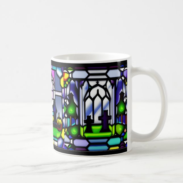 Café Caneca de Vidro Fosco de Cemitério de Halloween (Direita)