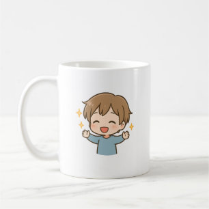Café Caneca Diária de Humor Cute Feliz Chibi