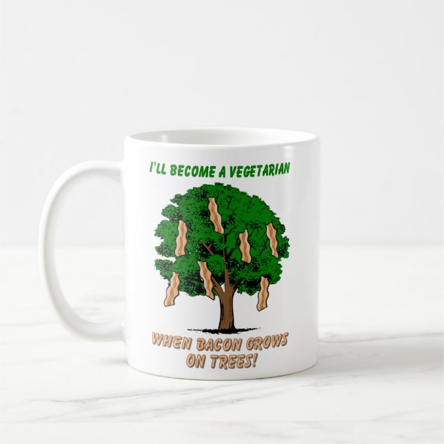 Café Caneca Divertida Árvore de Bacon Humor (Esquerda)