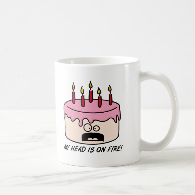 Café Caneca Divertida Cabeça de Bolo em Chamas (Direita)