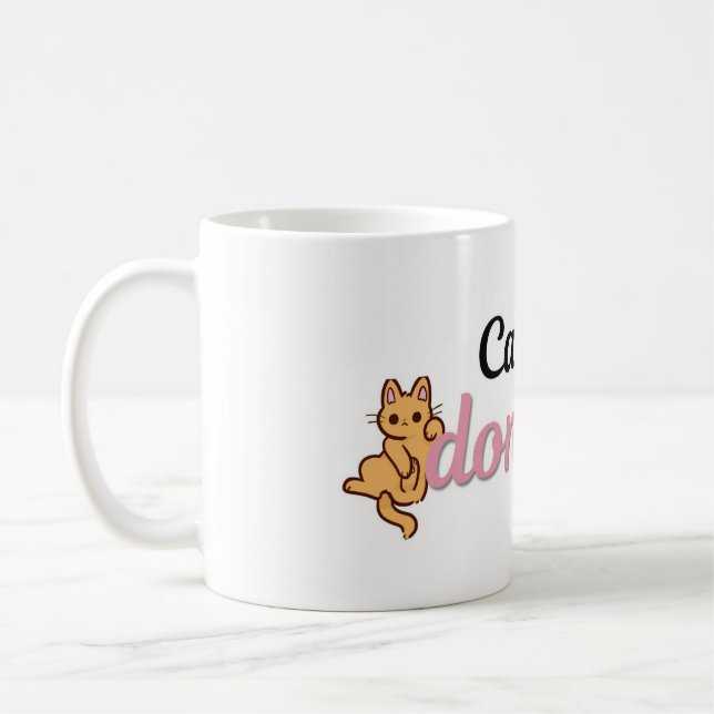 Café Caneca Divertida de Gato Fofa Não Me Importo (Esquerda)