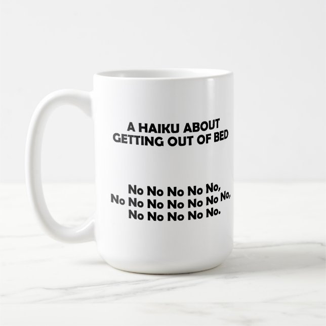 Café Caneca Divertida de Haiku para Levantar da Cama (Esquerda)