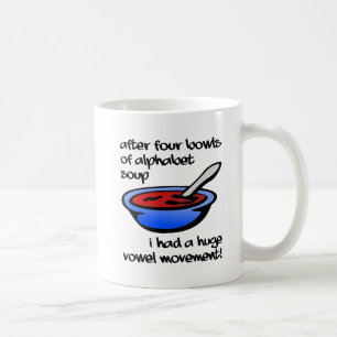 Café Caneca Divertida de Movimento de Vogal