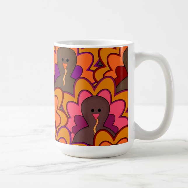 Café Caneca Divertida do Dia de Ação de Graças Colorida (Direita)