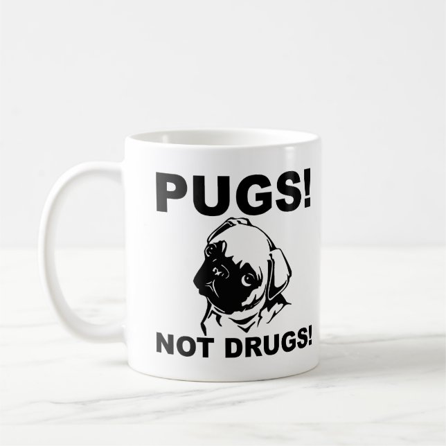 Café Caneca Divertida ou Caneca de Viagem Pug Não Droga (Esquerda)