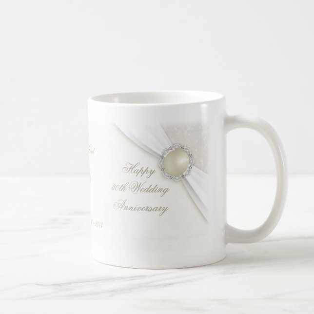 Café Caneca do aniversário de casamento do damasco 30a (Direita)