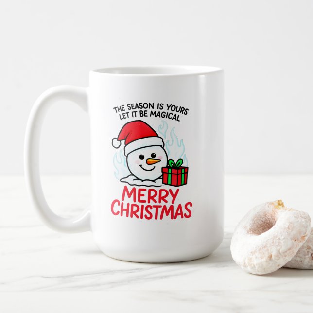 Café Caneca do Boneco de Neve Alegre Natal Férias (Com Donut)