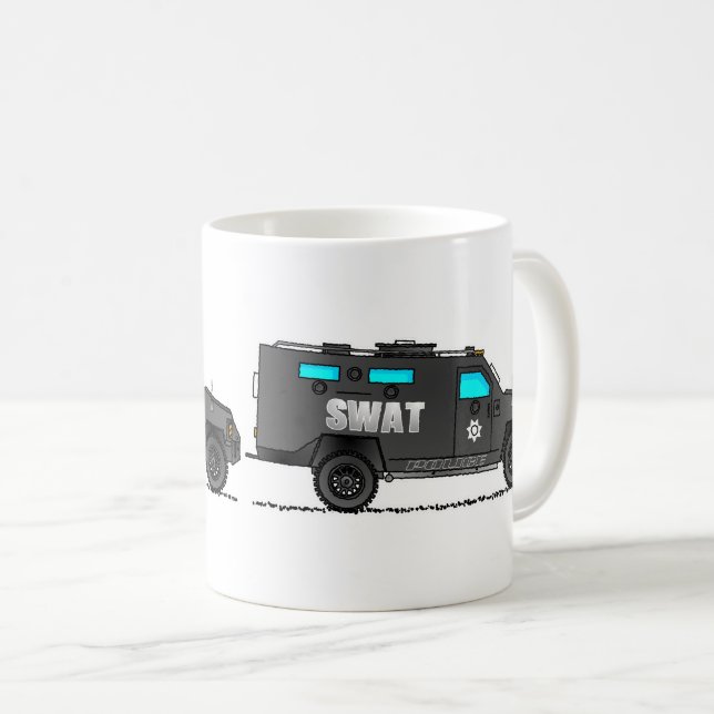 Café Caneca do Caminhão SWAT, Presente de Veículo Tátic (Frente Esquerda)