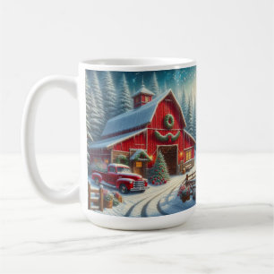 Café Caneca do Caminhão Vintage de Natal e Celeiro Verm