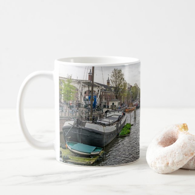 Café Caneca do canal de Amsterdão (Com Donut)