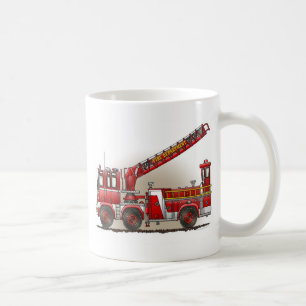 Café Caneca do carro de bombeiros de gancho e de escada