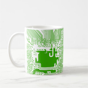 Café caneca do circuito de computador do cartão-matriz