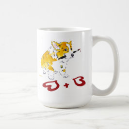 Café Caneca do Corgi de 2 corações