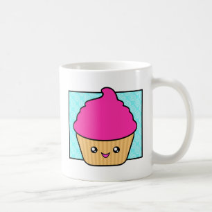Café Caneca do cupcake de Kawaii do rosa quente