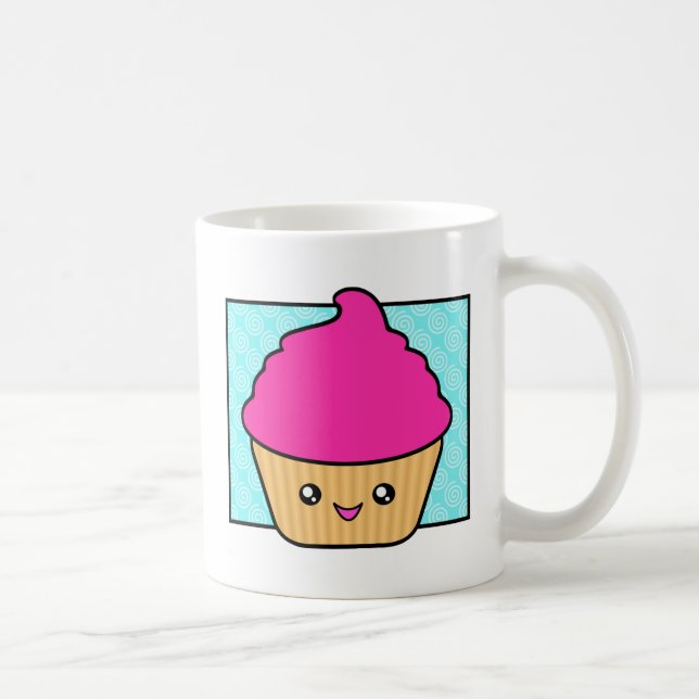 Café Caneca do cupcake de Kawaii do rosa quente (Direita)