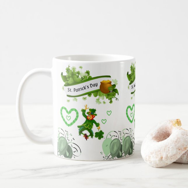 Café Caneca do Dia de São Patrício (Com Donut)