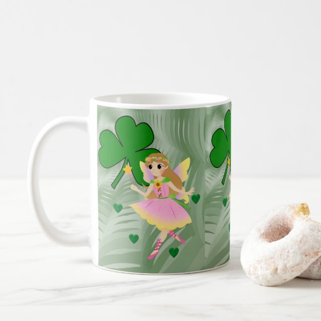 Café Caneca do Dia de São Patrício Fada (Com Donut)