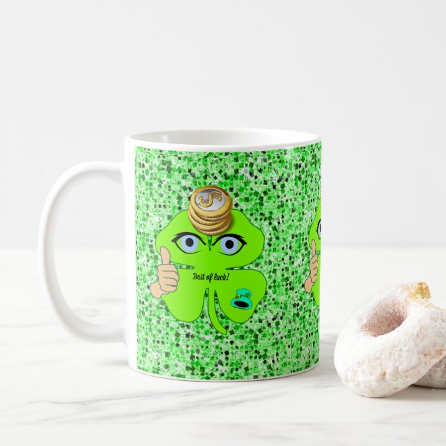 Café Caneca do Dia de São Patrício Trevo (Com Donut)