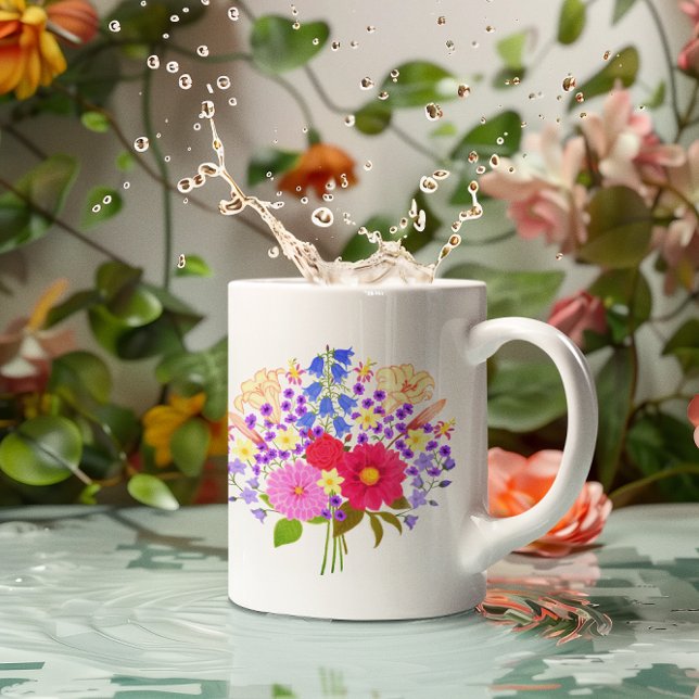 Café Caneca do Dia dos Namorados com Buquê de Flores (Criador carregado)