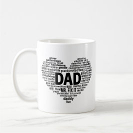 Café Caneca do Dia dos Pais com Arte de Palavras Coraçã