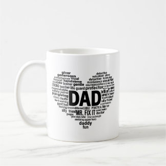 Café Caneca do Dia dos Pais com Arte de Palavras Coraçã