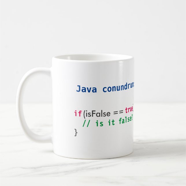 Café Caneca do enigma do isFalse de Java (Esquerda)