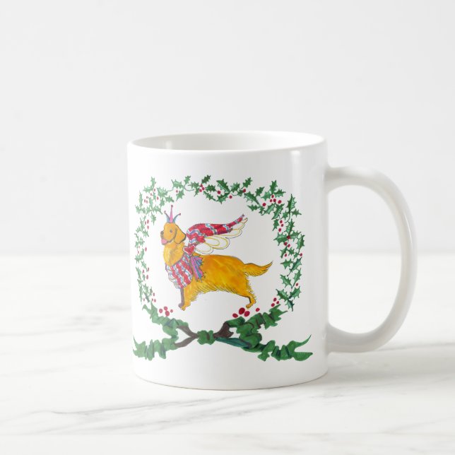 Café Caneca do feriado do golden retriever dos anjos de (Direita)