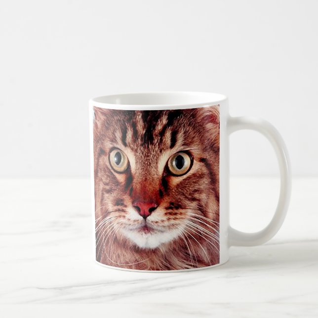 Café Caneca do gato de gato malhado de Brown (Direita)