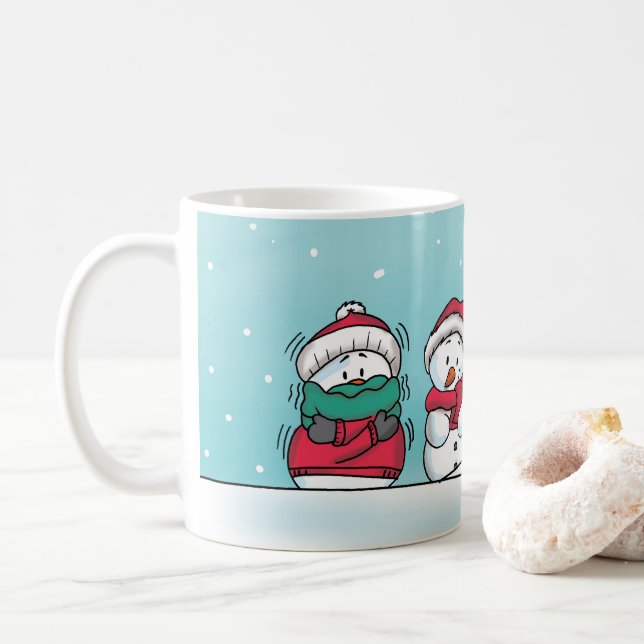 Café Caneca do inverno do boneco de neve - design de (Com Donut)