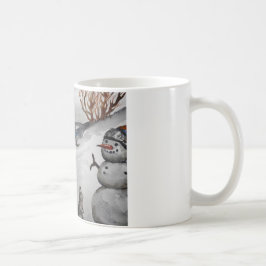 Café Caneca do inverno do coelho e do boneco de neve