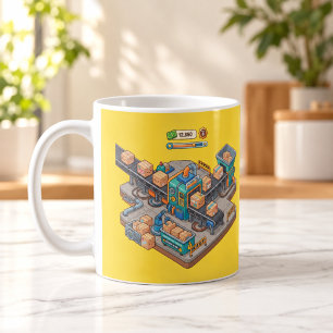 Café Caneca do Jogo Tycoon de Embalagem Isométrica da F