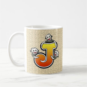 Café Caneca do Macaco de Meia com Monograma J