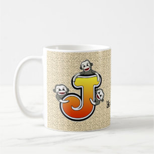 Café Caneca do Macaco de Meia com Monograma J
