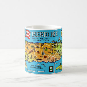 Café Caneca do Mapa Azul Brilhante de Porto Rico