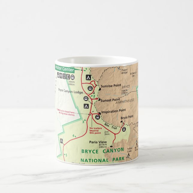 Café Caneca do mapa da garganta de Bryce (Centro)