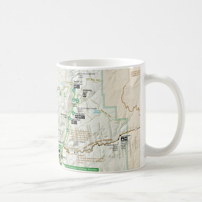 Café Caneca do mapa do parque nacional de Zion (Utá) (Direita)