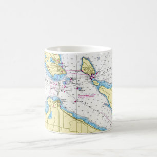 Café Caneca do Mapa Náutico do Estreito de Mackinac