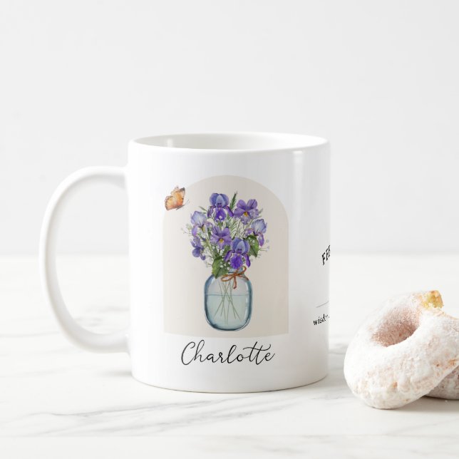 Café Caneca do Mês de Nascimento de Fevereiro Flor (Com Donut)