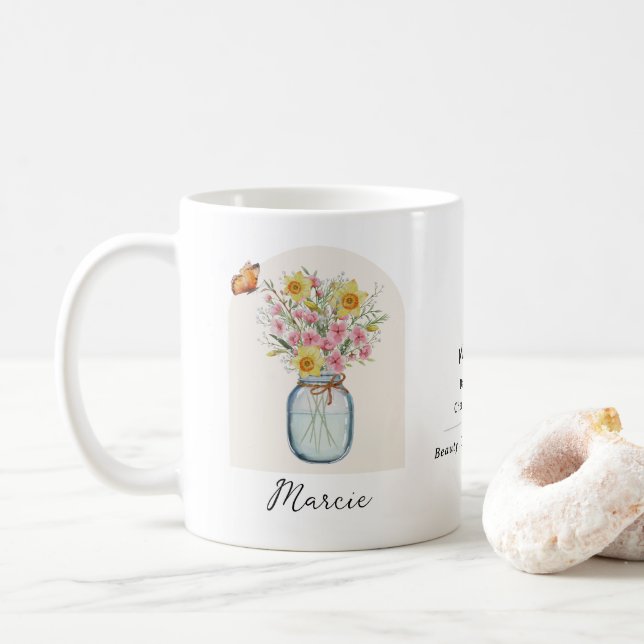 Café Caneca do Mês de Nascimento de Março Flor (Com Donut)