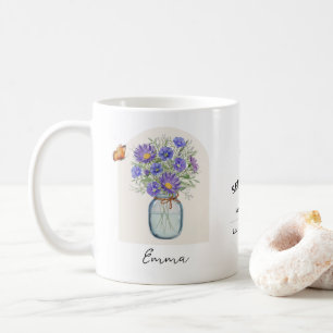 Café Caneca do Mês de Nascimento de Setembro com Flor