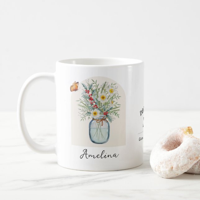Café Caneca do Mês de Nascimento Dezembro com Flor (Com Donut)