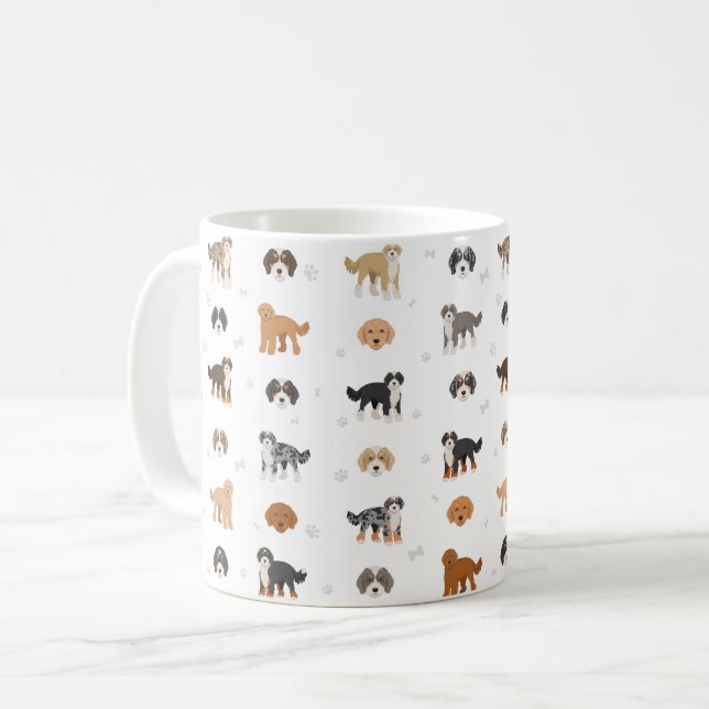 Café Caneca do mix de cachorro Bernedoodle (Frente Esquerda)