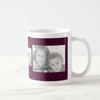 Café Caneca do modelo de 3 fotos - flores de Borgonha