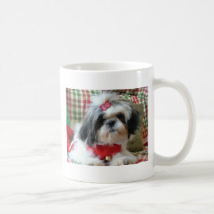 Café caneca do Natal de shih-tzu