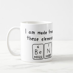 Café Caneca do nome da mesa periódica de Ben