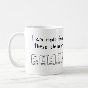 Café Caneca do nome da mesa periódica de Catherine