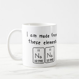 Café Caneca do nome da mesa periódica de Nana